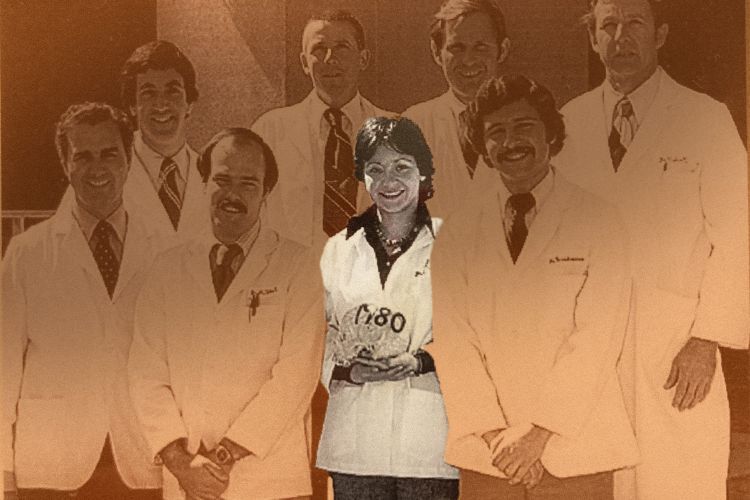 Dr. Maryse Aubert, pictured with her classmates in 1980, has created an endowed scholarship for dental students.